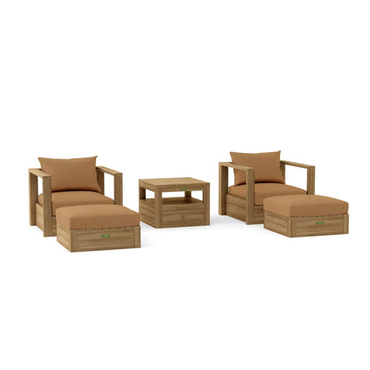 Anderson Teak Copacabana 5-Piece Modular Deep Seating Set - Canvas Teak cushions