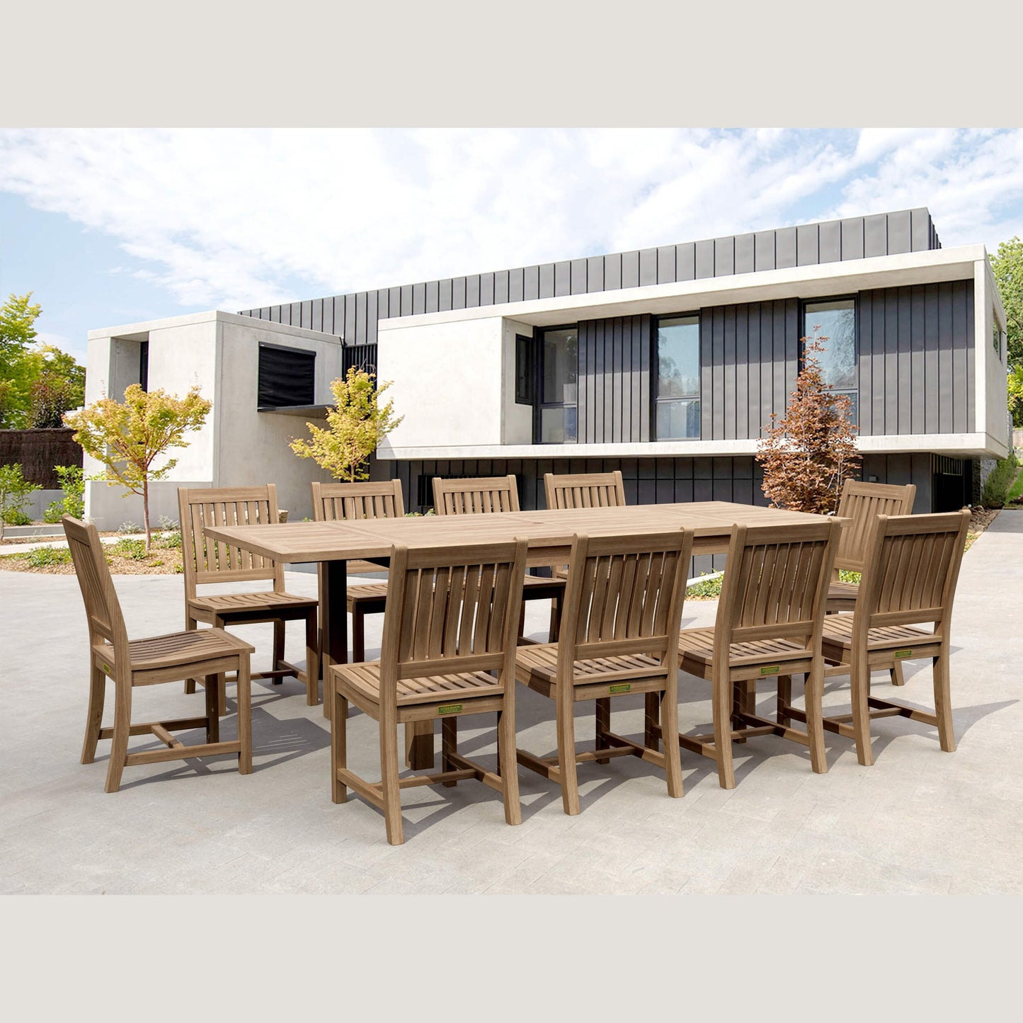 Bahama Rialto 11-Piece Rectangular Dining Set – Teak Dining Set | BetterPatio // BetterPatio.com