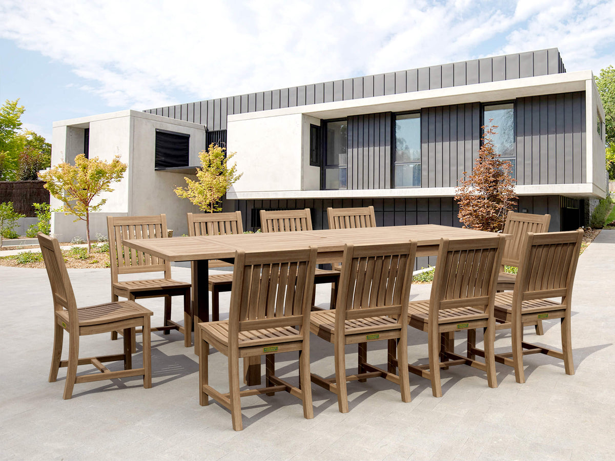 Bahama Rialto 11-Piece Rectangular Dining Set – Teak Dining Set | BetterPatio // BetterPatio.com
