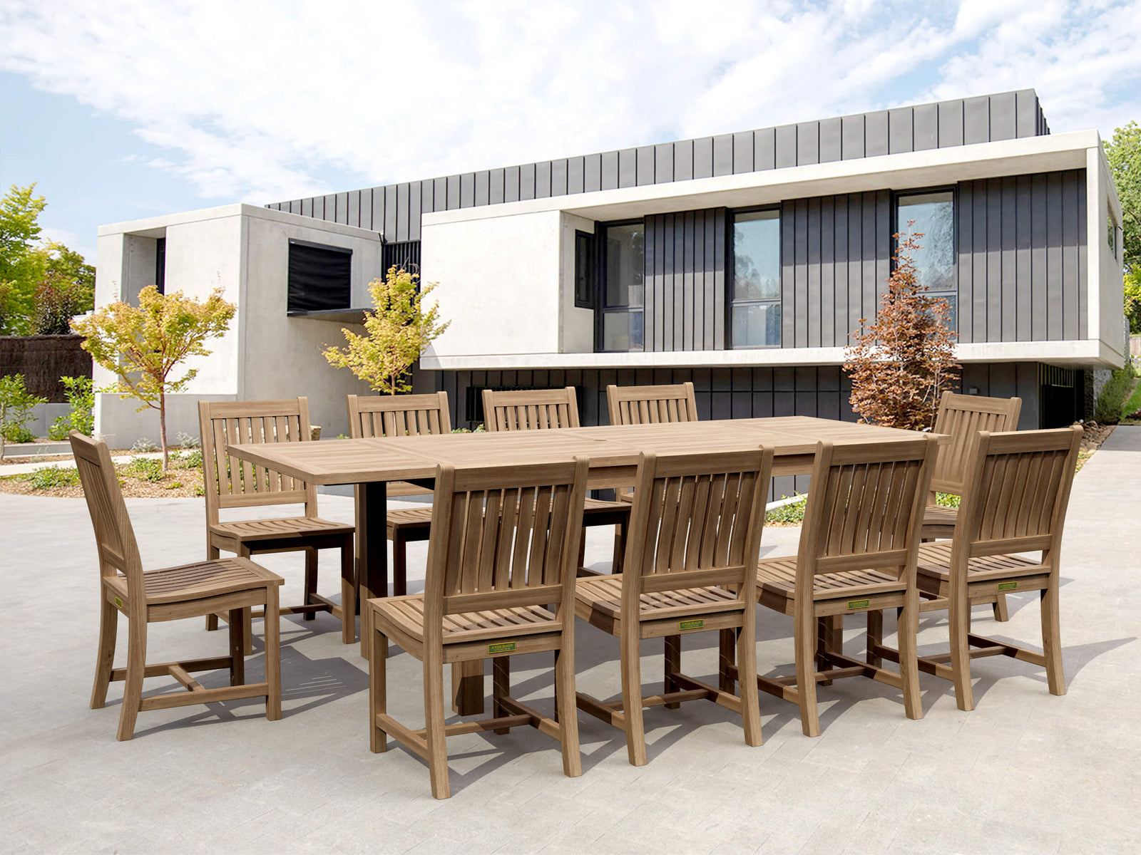Bahama Rialto 11-Piece Rectangular Dining Set – Teak Dining Set | BetterPatio // BetterPatio.com