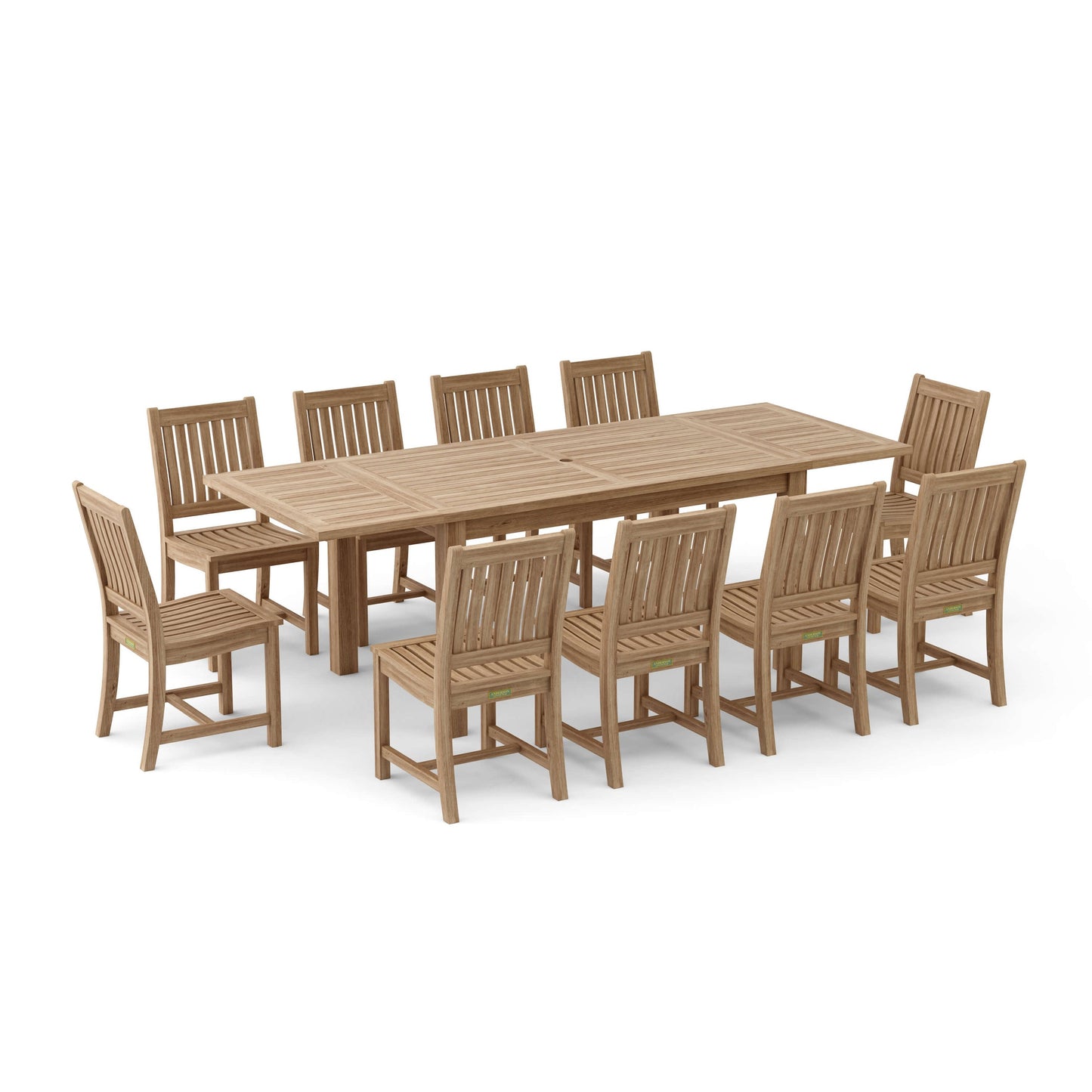 Bahama Rialto 11-Piece Rectangular Dining Set – Teak Dining Set | BetterPatio // BetterPatio.com
