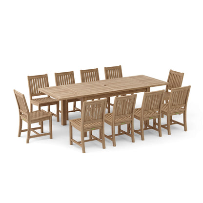 Bahama Rialto 11-Piece Rectangular Dining Set – Teak Dining Set | BetterPatio // BetterPatio.com