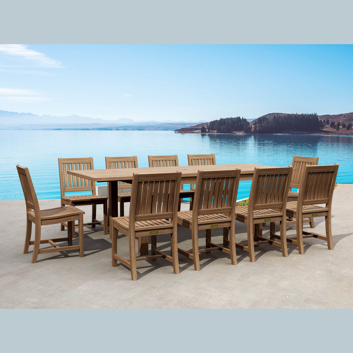Bahama Rialto 11-Piece Rectangular Dining Set – Teak Dining Set | BetterPatio // BetterPatio.com