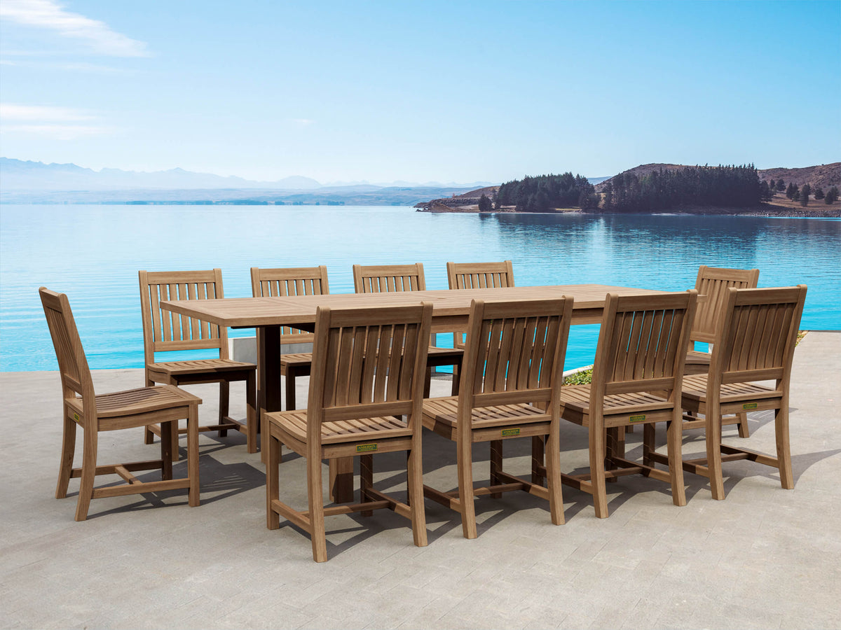 Bahama Rialto 11-Piece Rectangular Dining Set – Teak Dining Set | BetterPatio // BetterPatio.com