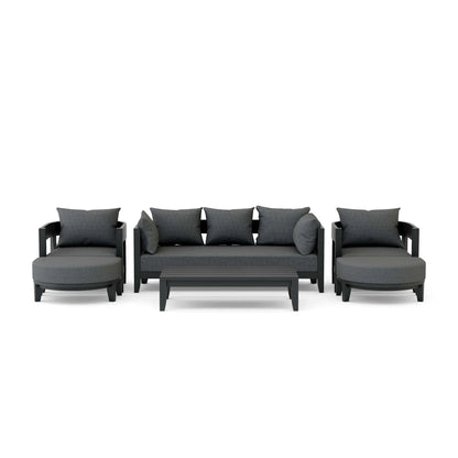 Gray outdoor furniture set with cushions on a white background