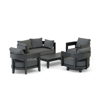 Anderson Teak Coronado 5-Piece Aluminum Deep Seating Set - Cast Charcoal cushions