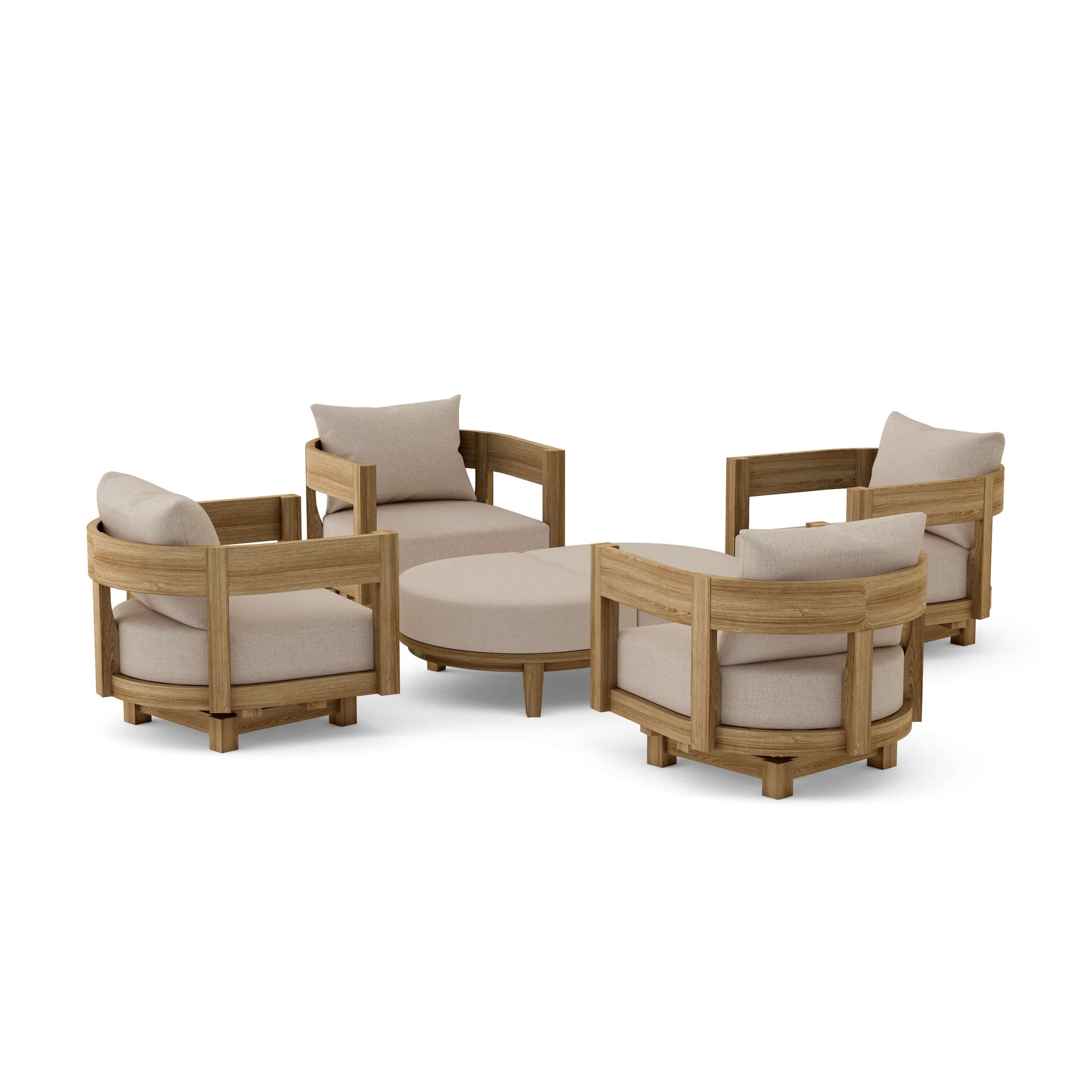 Anderson Teak Coronado 6-Piece Teak Deep Seating Swivel Set - Cast Ash cushions