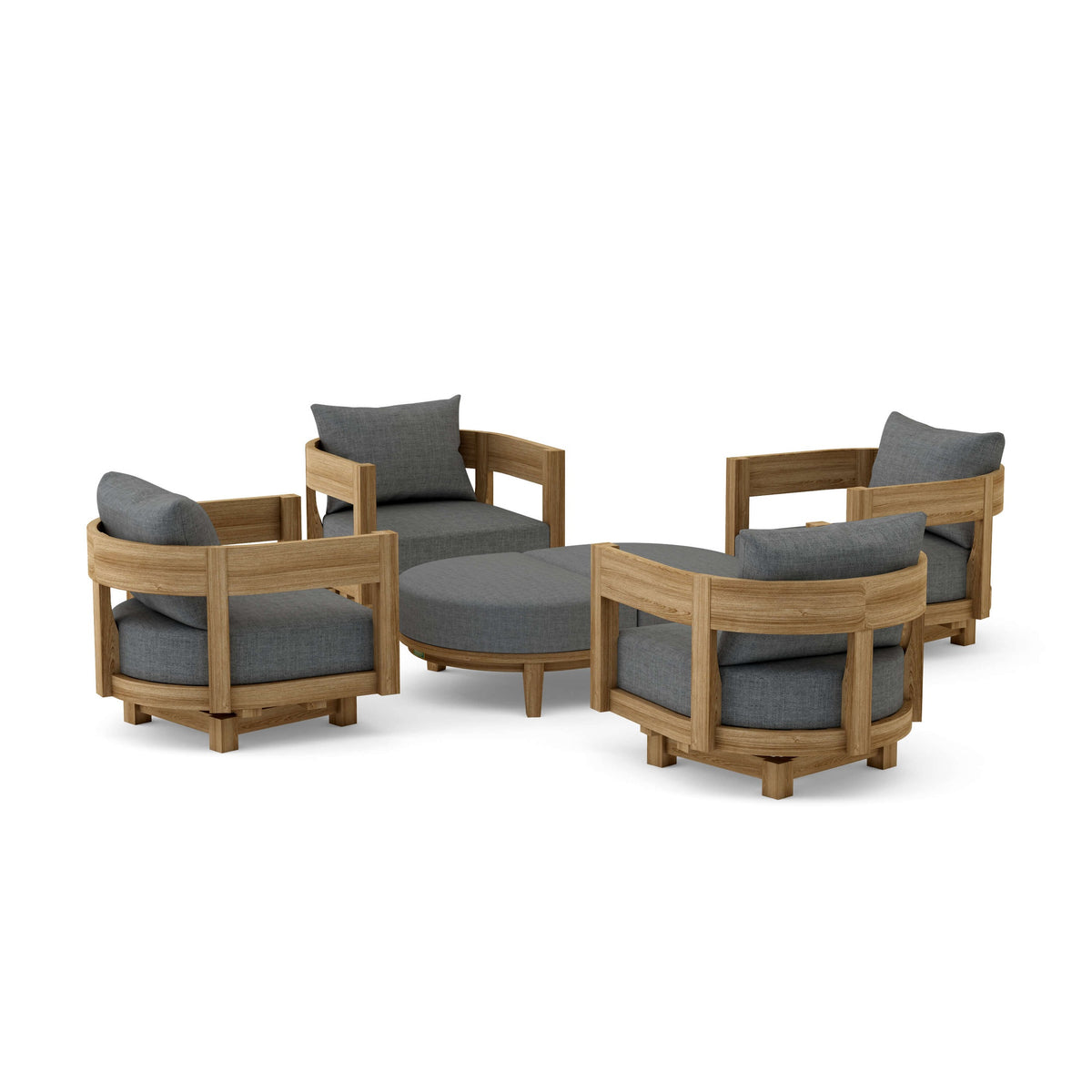 Anderson Teak Coronado 6-Piece Teak Deep Seating Swivel Set - Cast Charcoal cushions