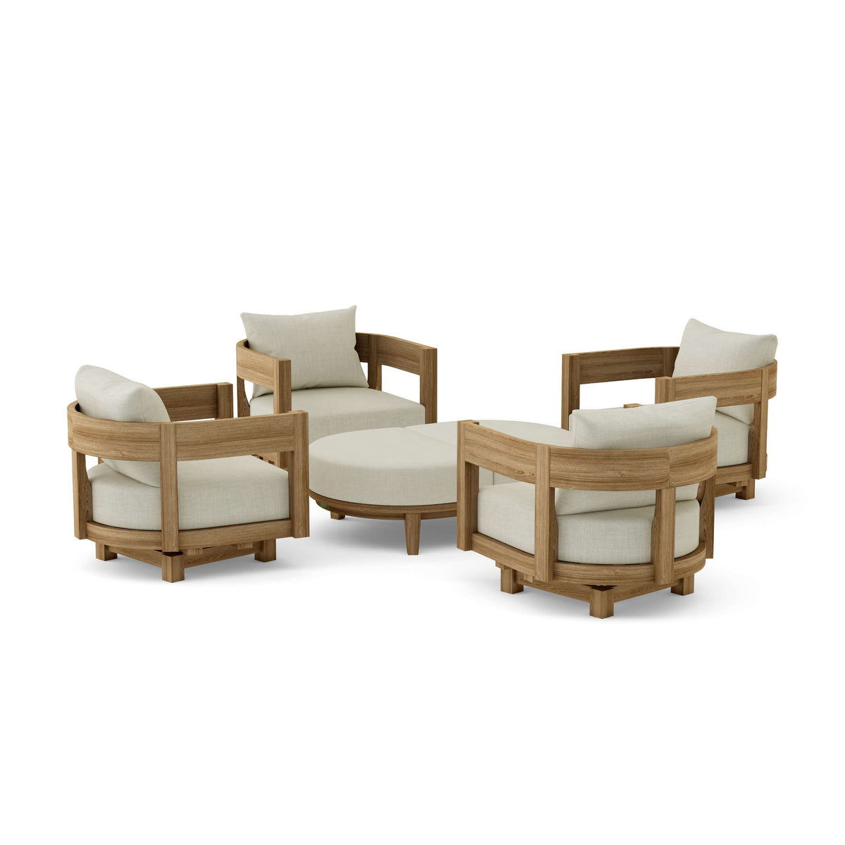 Anderson Teak Coronado 6-Piece Teak Deep Seating Swivel Set - Canvas Natural cushions