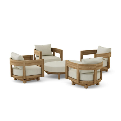 Anderson Teak Coronado 6-Piece Teak Deep Seating Swivel Set - Canvas Natural cushions