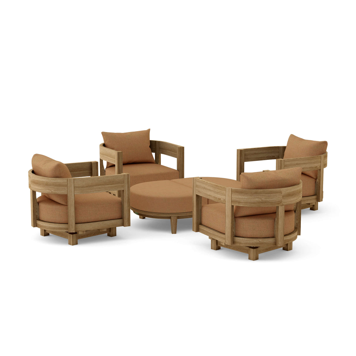 Coronado 6 - Piece Teak Deep Seating Swivel Set with Sunbrella Cushions