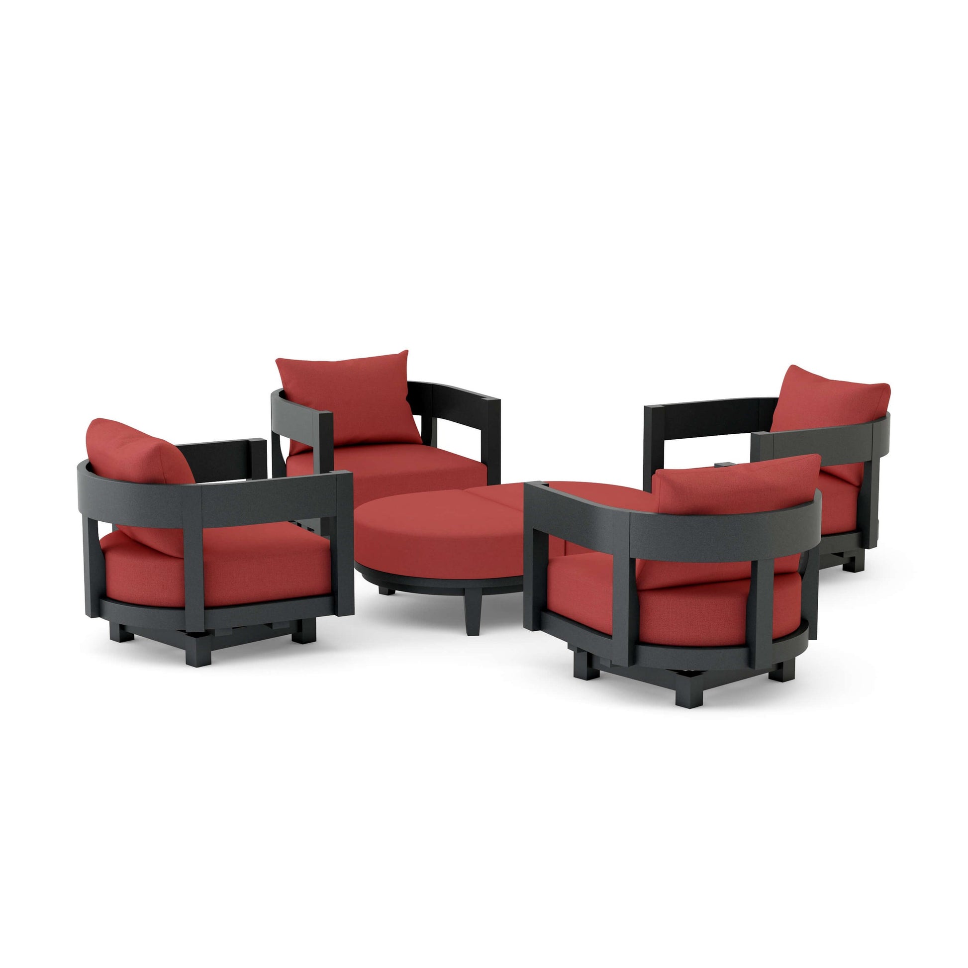 Anderson Teak Coronado 6-Piece Teak Deep Seating Swivel Set - Cast Pomegranate