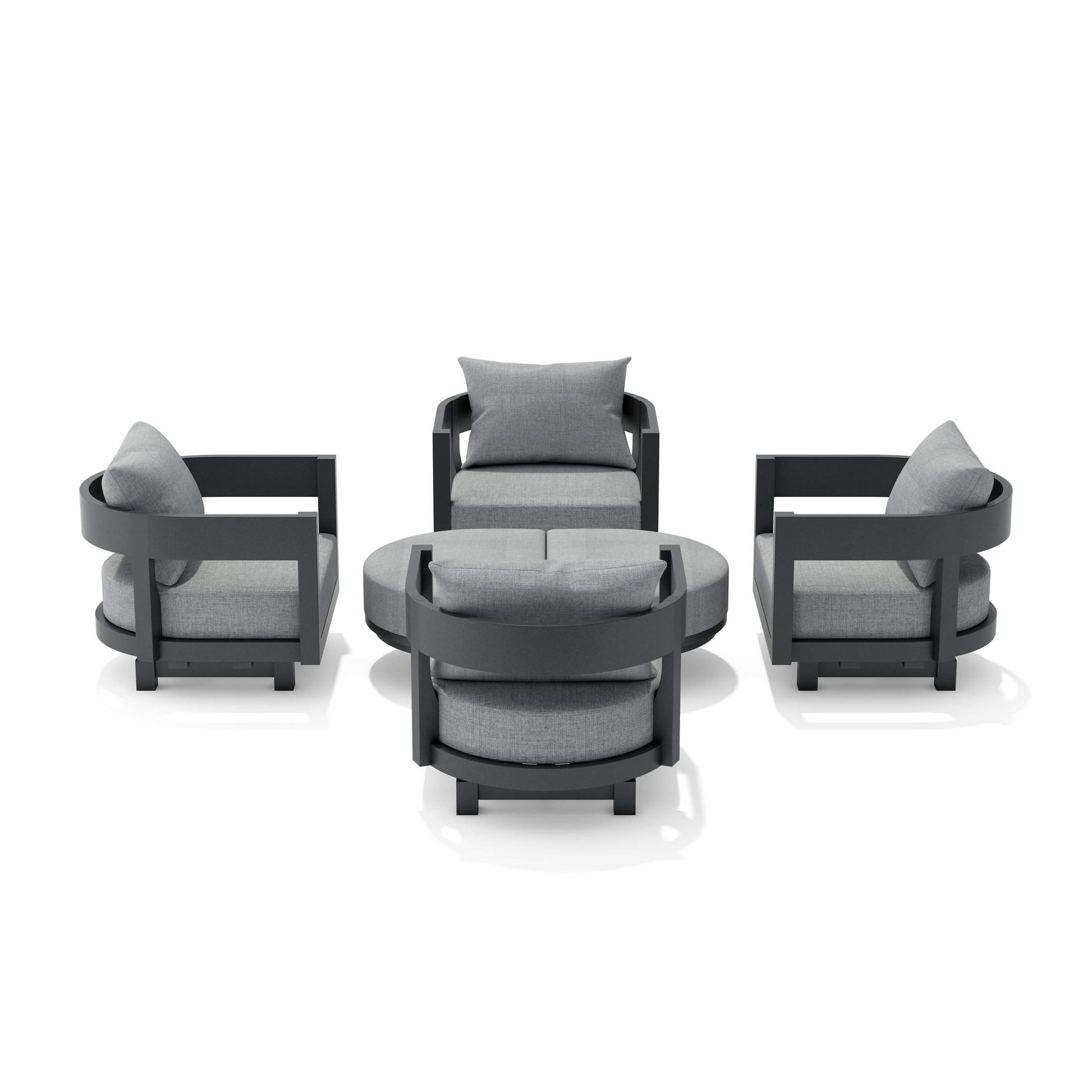 Anderson Teak Coronado 6-Piece Teak Deep Seating Swivel Set - white studio view 2