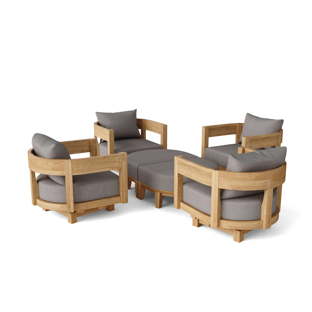Coronado 6 - Piece Teak Deep Seating Swivel Set with Sunbrella Cushions