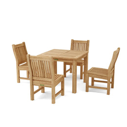 SET-38 Bahama Square Teak Bistro Table Set with 4 Sahara Armchairs - 5-Piece Outdoor Dining