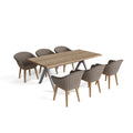 SET-39A Alura Teak & Aluminum Dining Table Set with 6 Padua Wicker Chairs - 7-Piece Outdoor Dining