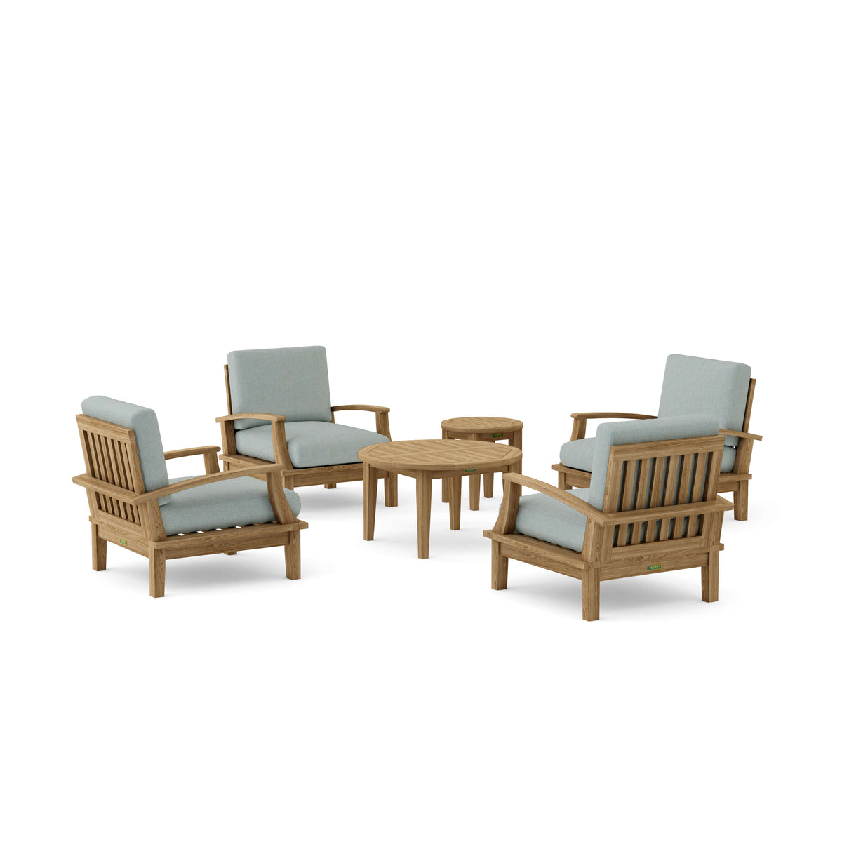 Brianna 6-Pc Teak Deep Seating Armchair Set with Sunbrella Cushions | BetterPatio // BetterPatio.com