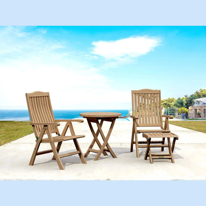 Bahama Katana 4-Pc Teak Recliner & Folding Table Set with Ottoman | BetterPatio // BetterPatio.com