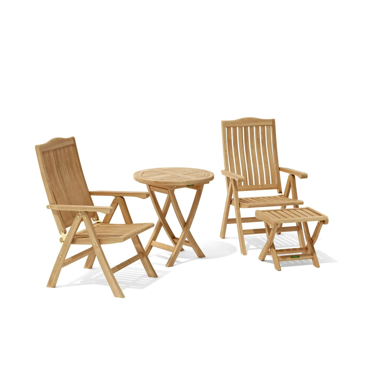 Bahama Katana 4-Pc Teak Recliner & Folding Table Set with Ottoman | BetterPatio // BetterPatio.com