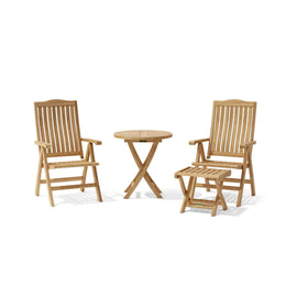 Bahama Katana 4-Pc Teak Recliner & Folding Table Set with Footstool