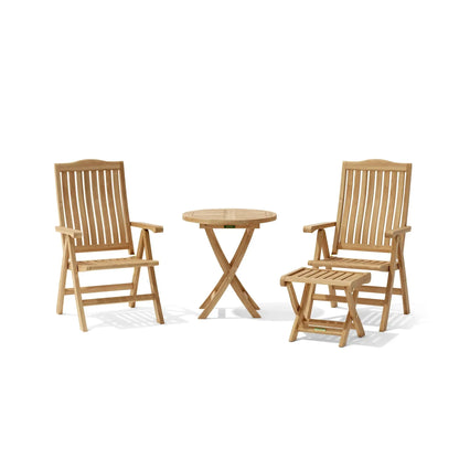 Bahama Katana 4-Pc Teak Recliner & Folding Table Set with Ottoman | BetterPatio // BetterPatio.com