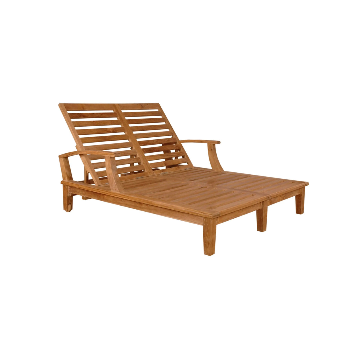Brianna Double Sun Lounger with Arm - Adjustable Teak Outdoor Lounger for Two | BetterPatio // BetterPatio.com