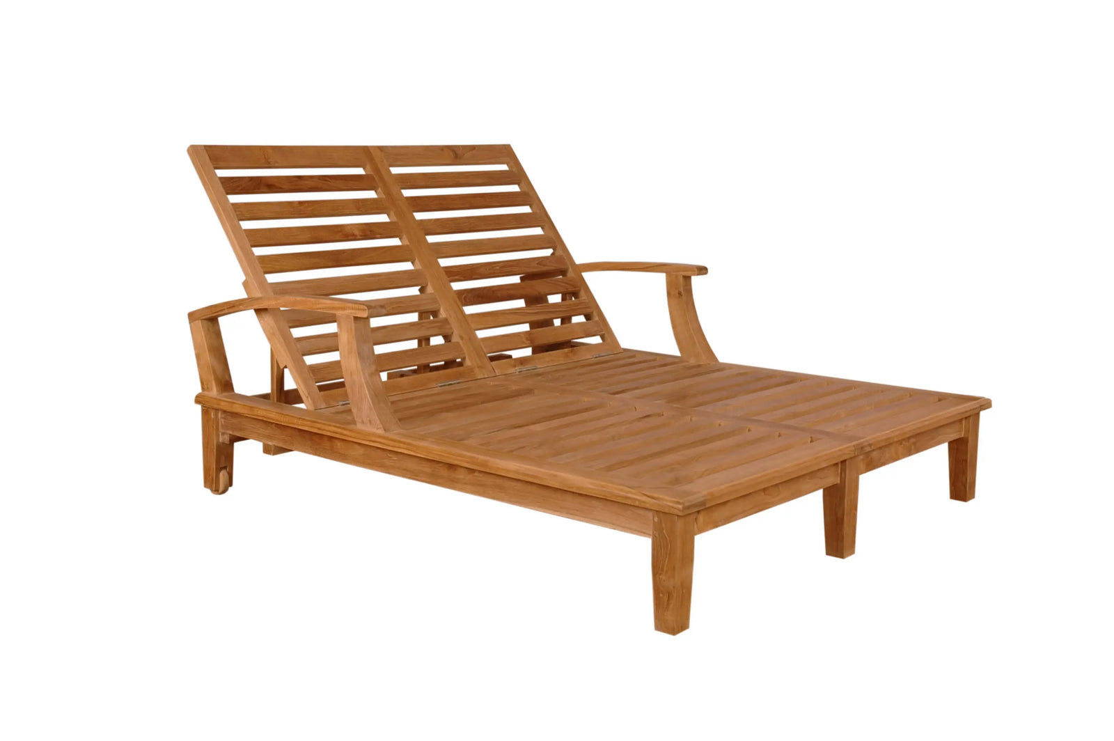 Brianna Double Sun Lounger with Arm - Adjustable Teak Outdoor Lounger for Two | BetterPatio // BetterPatio.com
