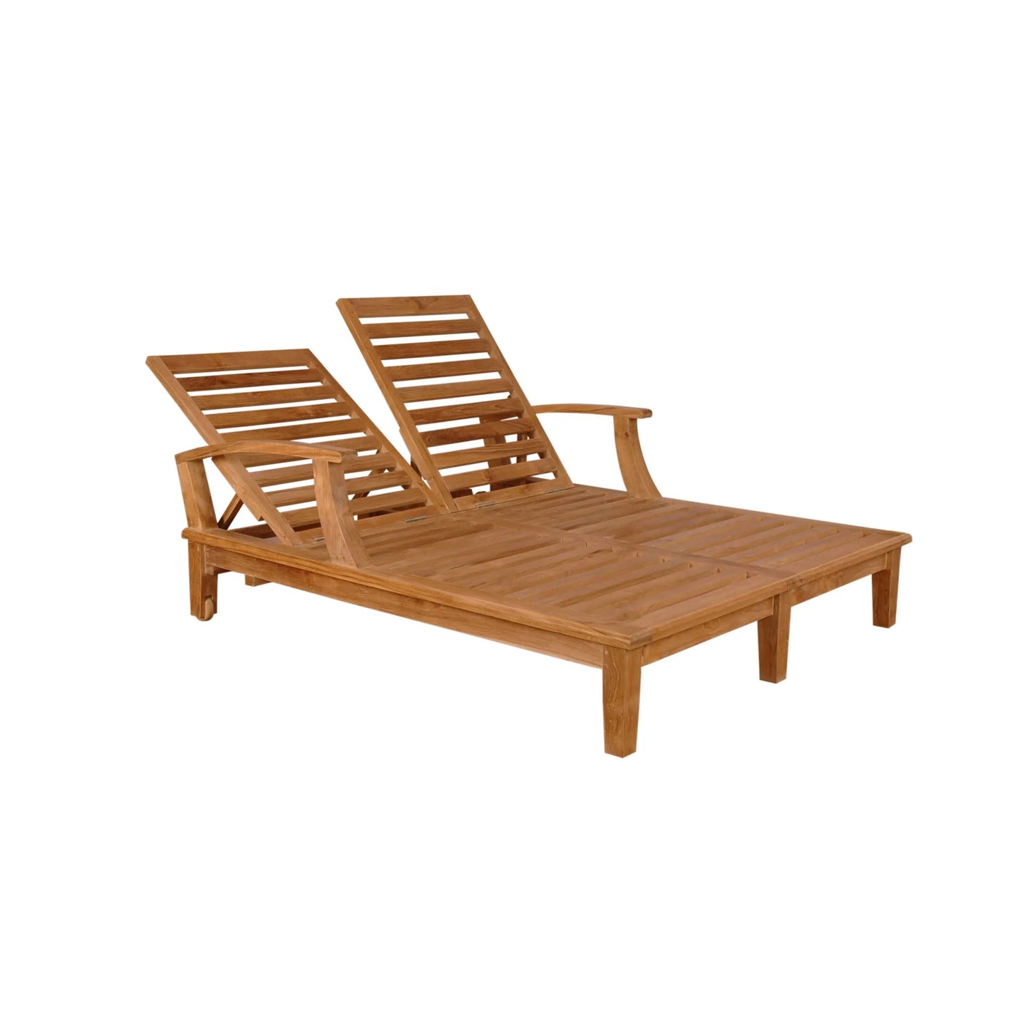Brianna Double Sun Lounger with Arm - Adjustable Teak Outdoor Lounger for Two | BetterPatio // BetterPatio.com