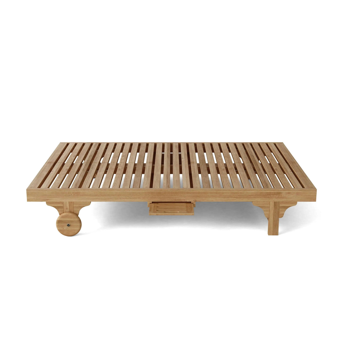 Wooden platform bed on a white background