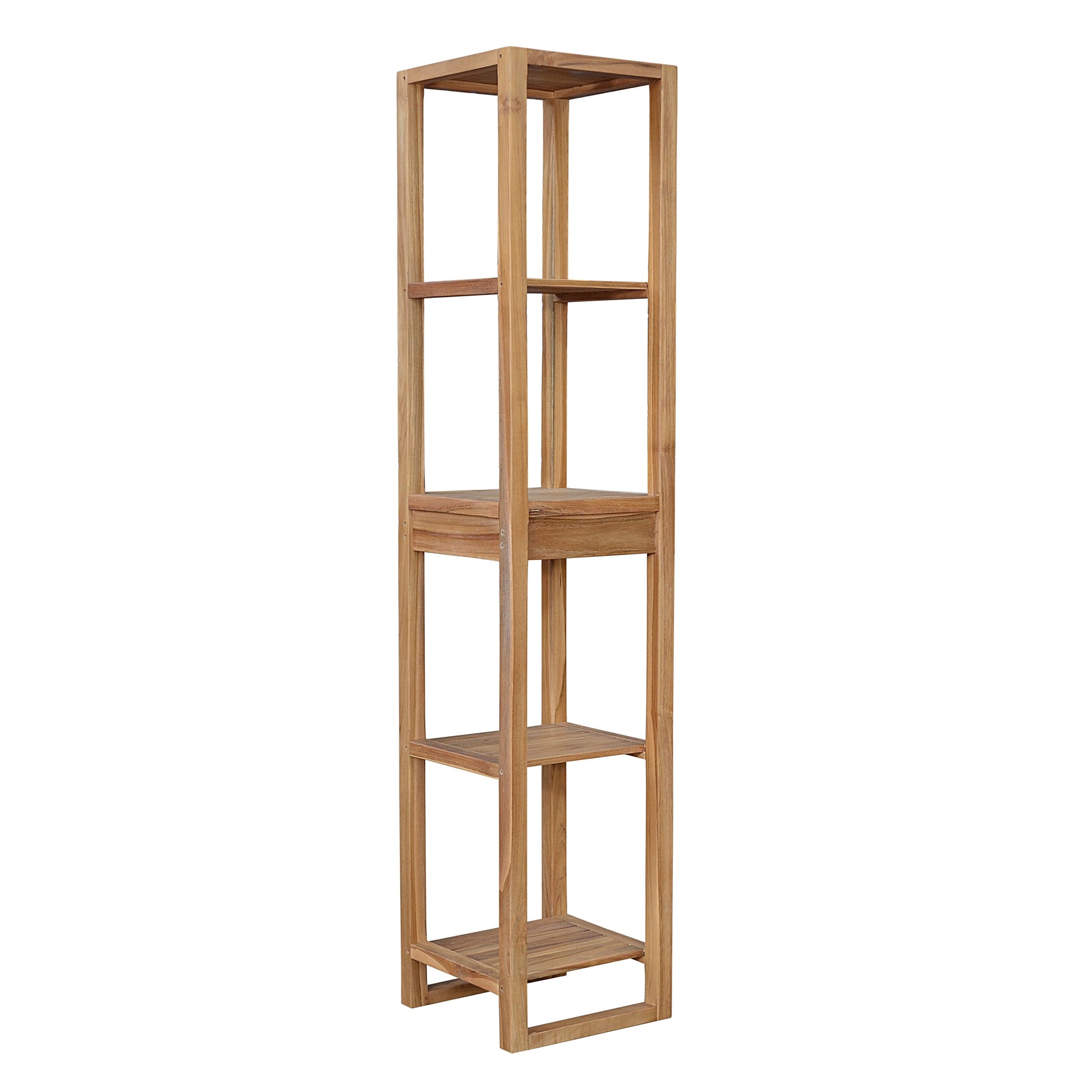 Spa 4-Shelves Teak Table – Towel Rack | BetterPatio // BetterPatio.com