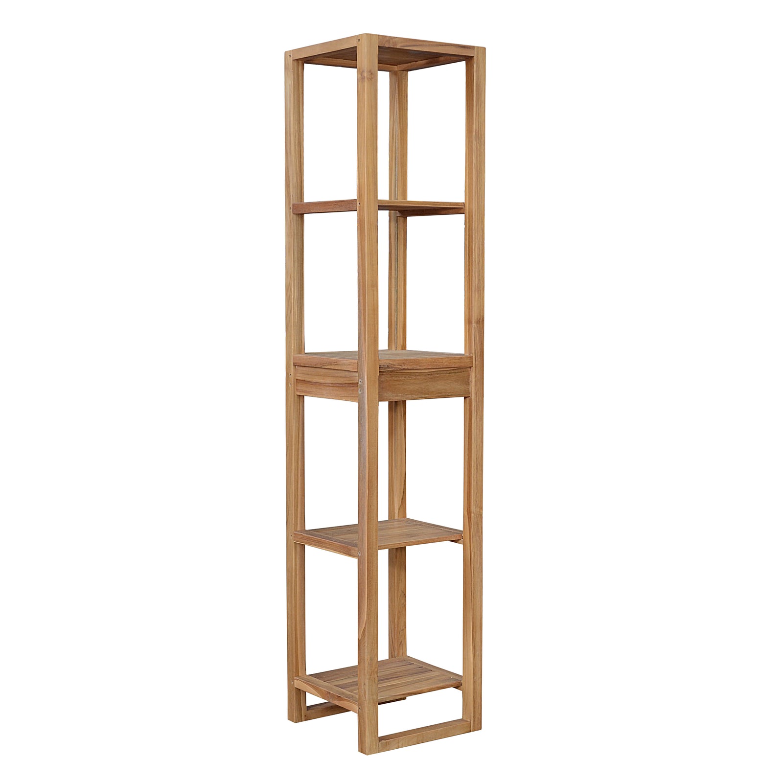 Spa 4-Shelves Teak Table – Towel Rack | BetterPatio // BetterPatio.com