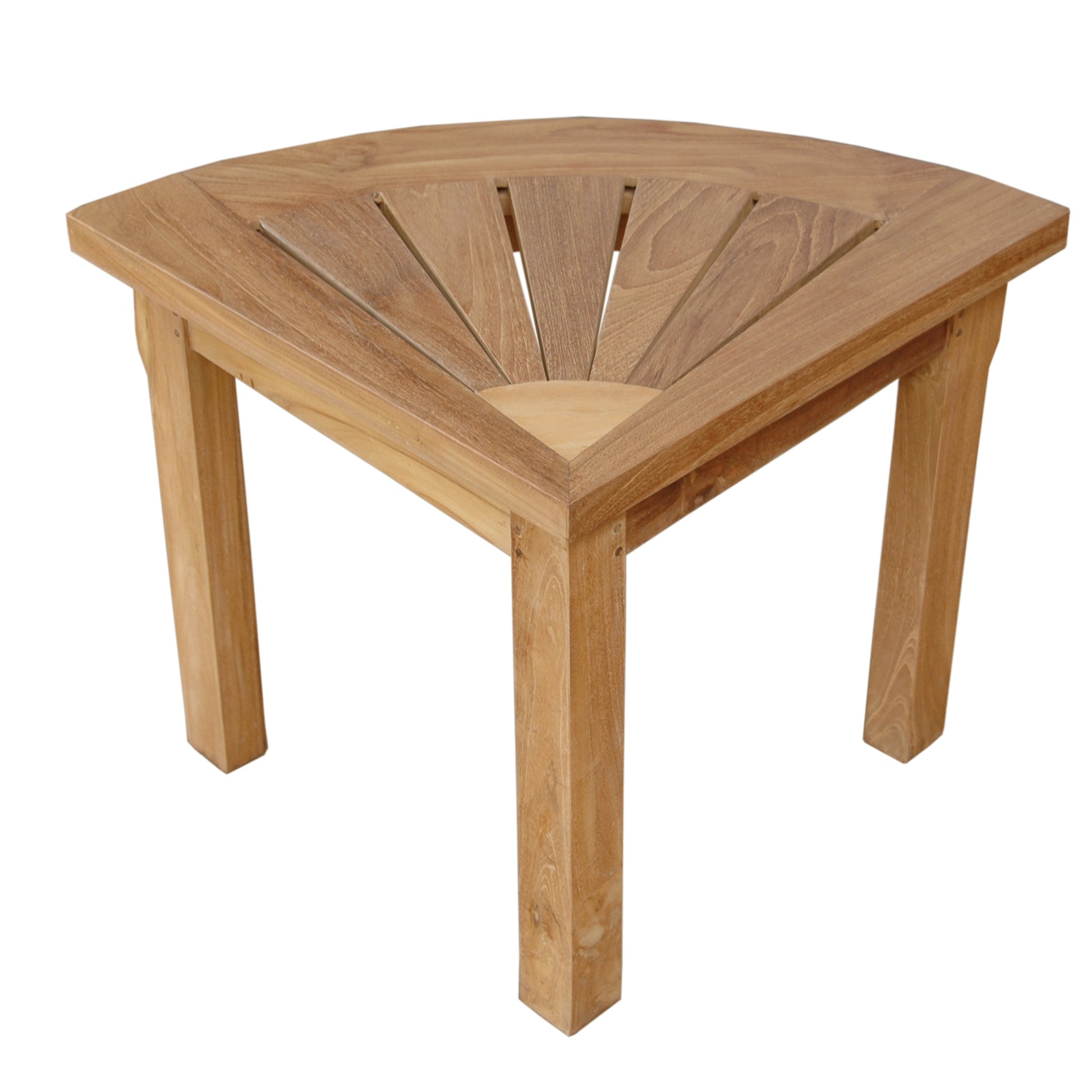 Wooden corner table on a white background