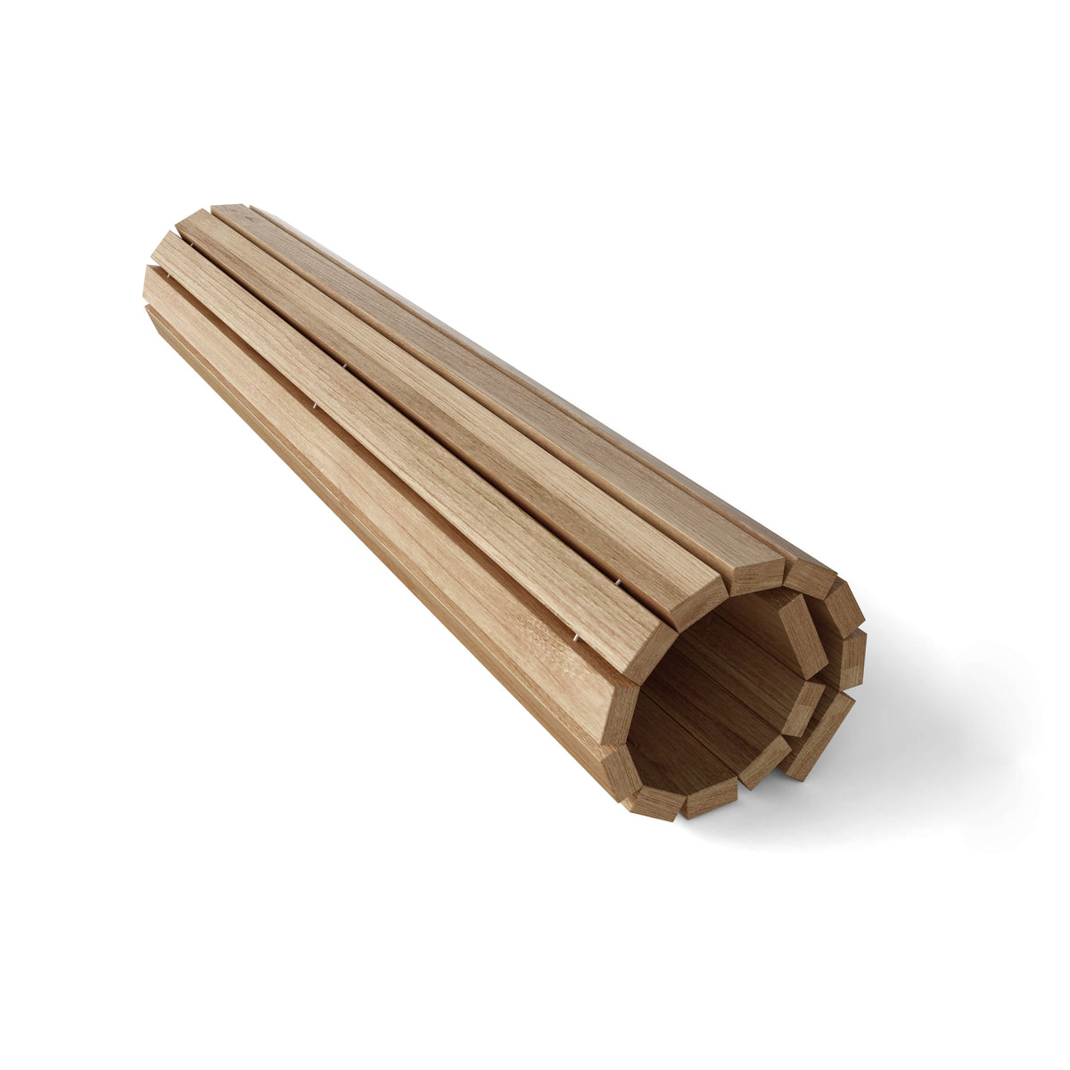 Wooden tube with slats on a white background
