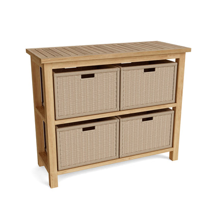 Teak Towel Console Table with 2 Shelves – Chapman Collection | BetterPatio
