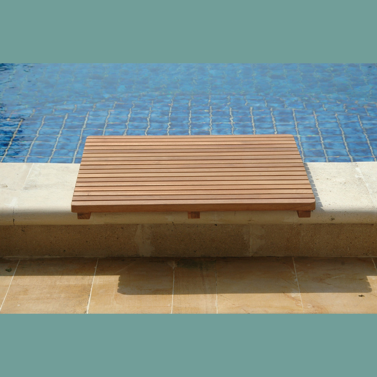 Wooden deck board by a poolside