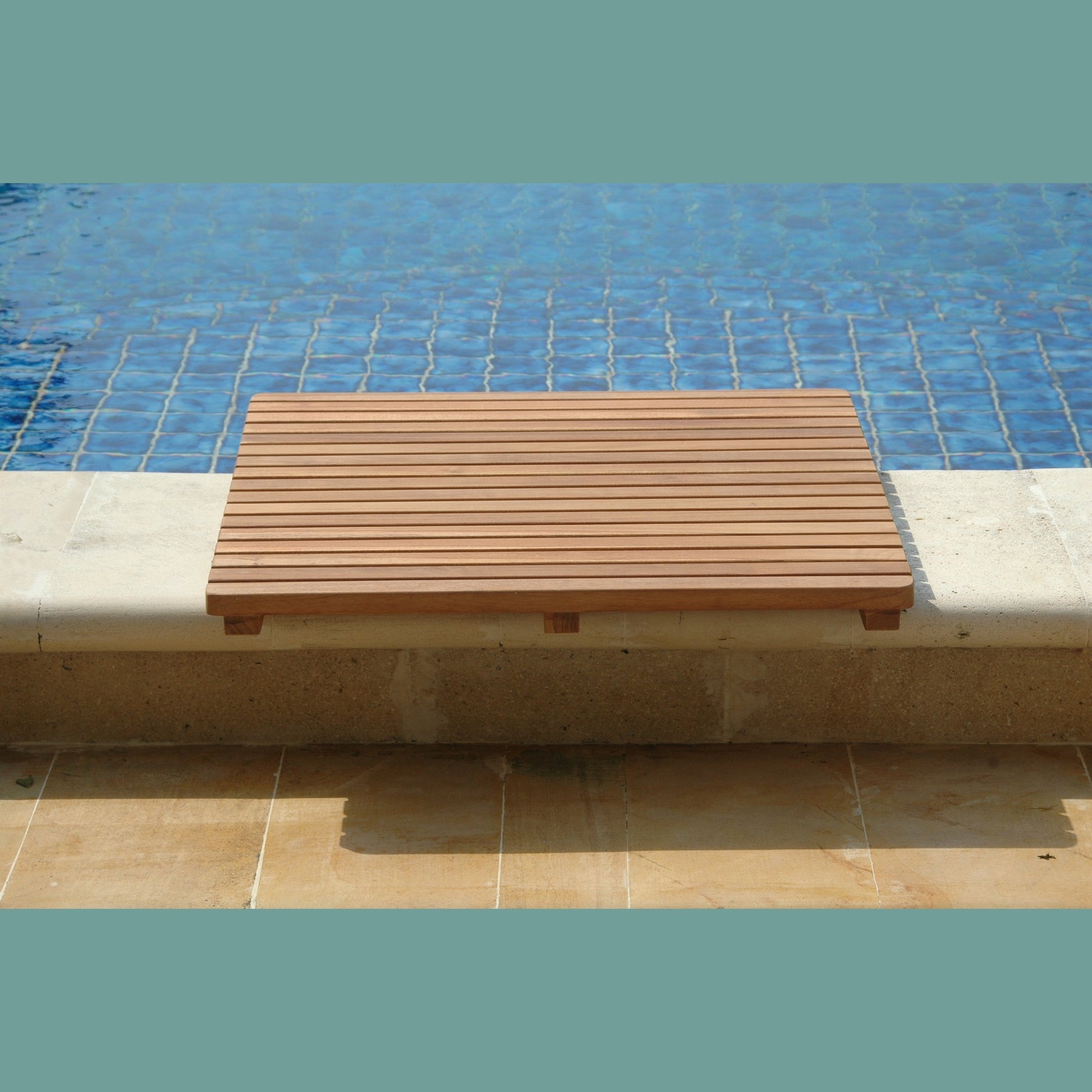 Wooden deck board by a poolside