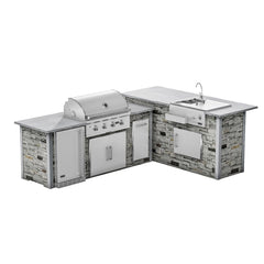 RTA Outdoor Living G7 L-Shaped Outdoor Kitchen Island with Coyote 36-Inch C-Series Grill, Fridge and Refreshment Bar