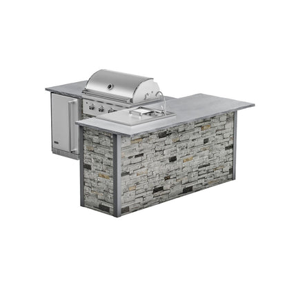 RTA Outdoor Living G7 L-Shaped Outdoor Kitchen Island with Coyote 36-Inch C-Series Grill, Fridge and Refreshment Bar - Sta...