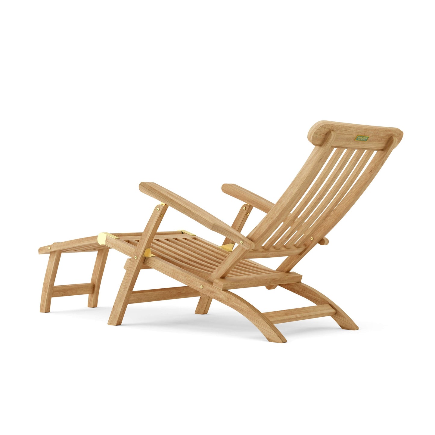 Wooden deck chair on a white background