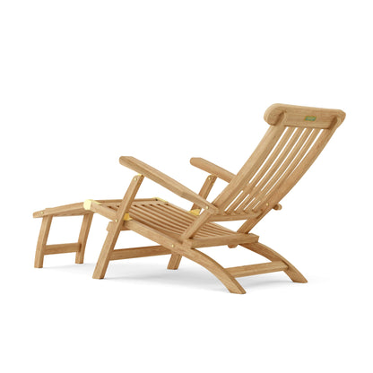 Wooden deck chair on a white background