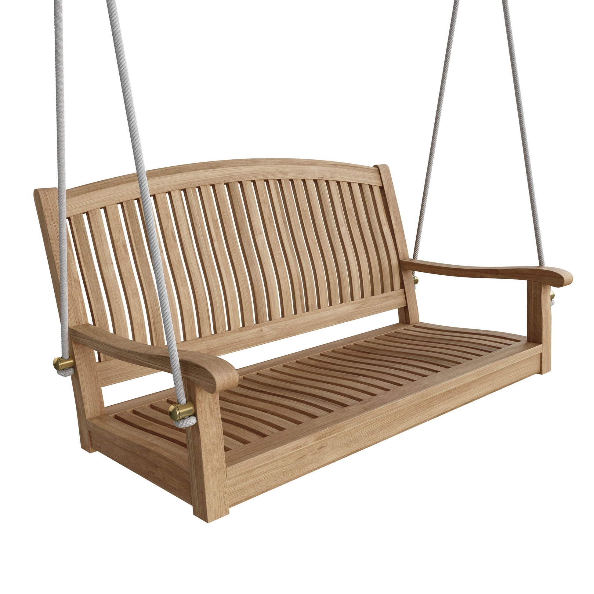 Wooden porch swing on a white background