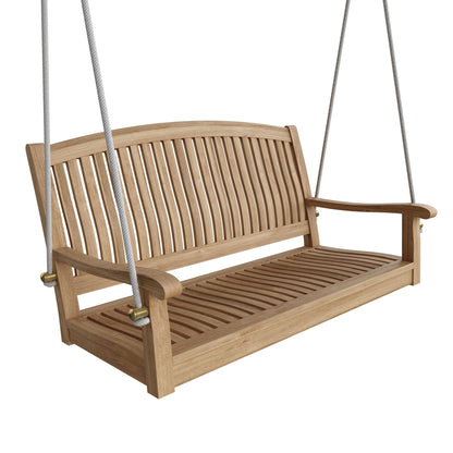 Wooden porch swing on a white background