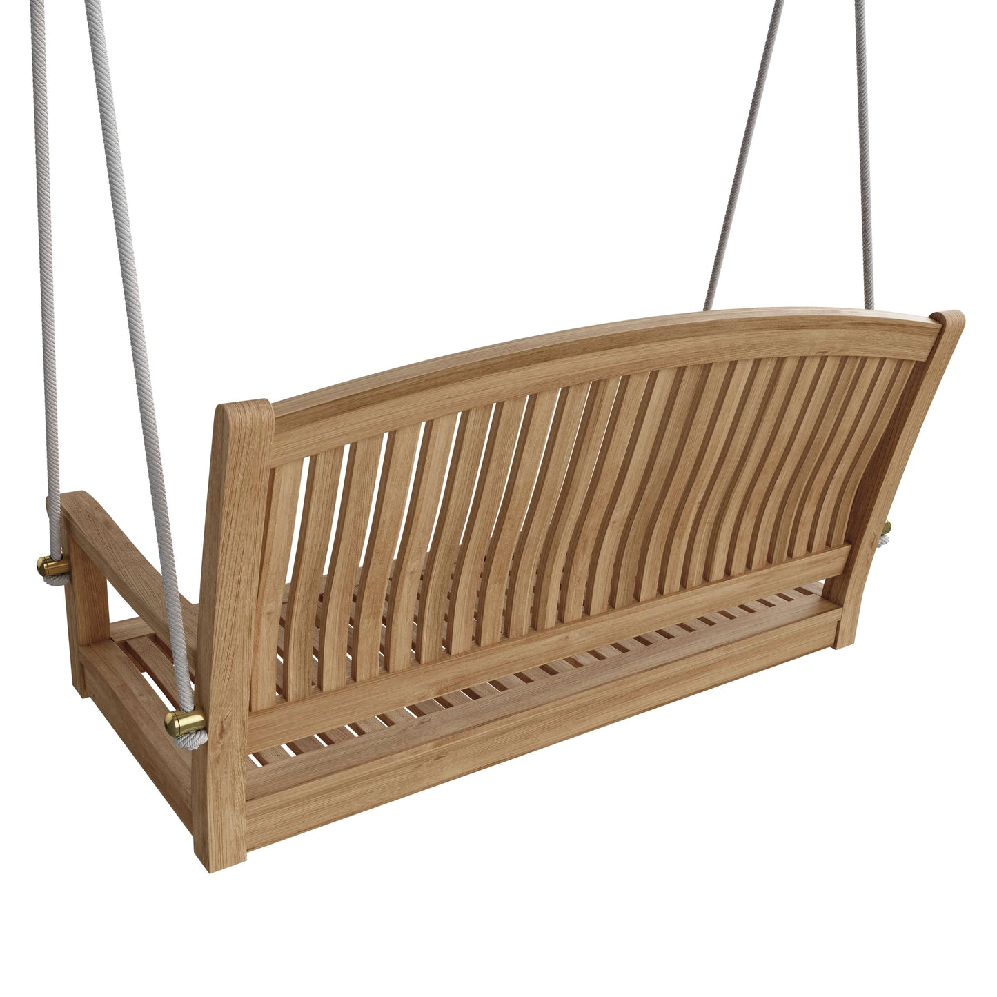 Wooden swing bench on a white background