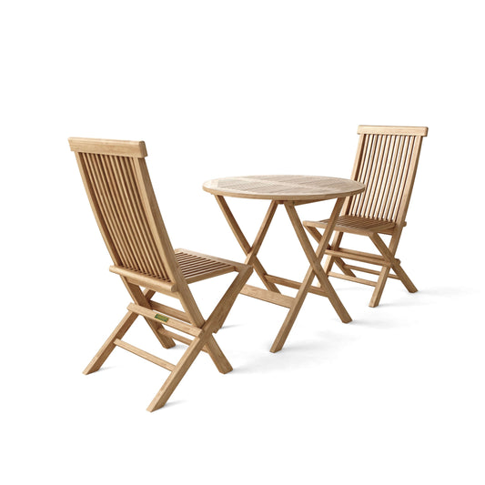 Wooden outdoor table and chairs set on a white background