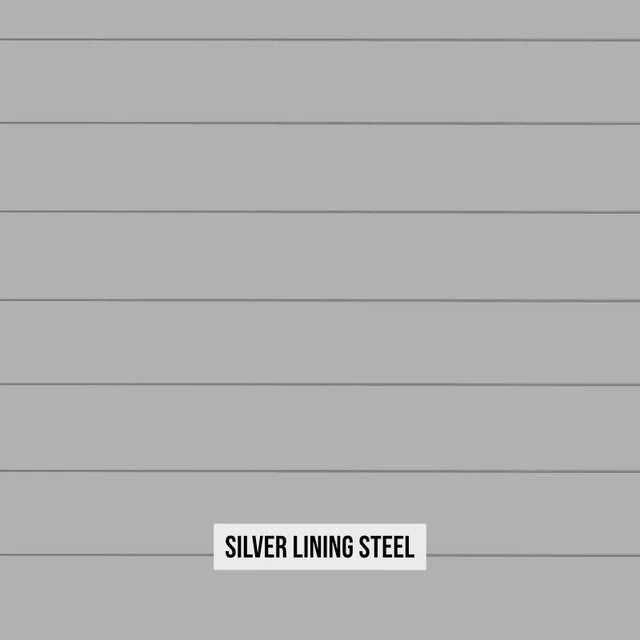 BetterPatio Mountain Series TrueFlame 6 Ft Grill Island - Silver Lining Steel countertop labeled