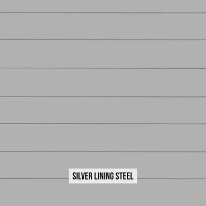 BetterPatio Mountain Series TrueFlame 6 Ft Grill Island - Silver Lining Steel countertop labeled