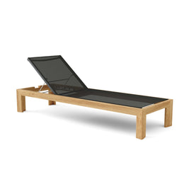 Smyrna Teak & Batyline Sun Lounger - Adjustable Outdoor Chaise
