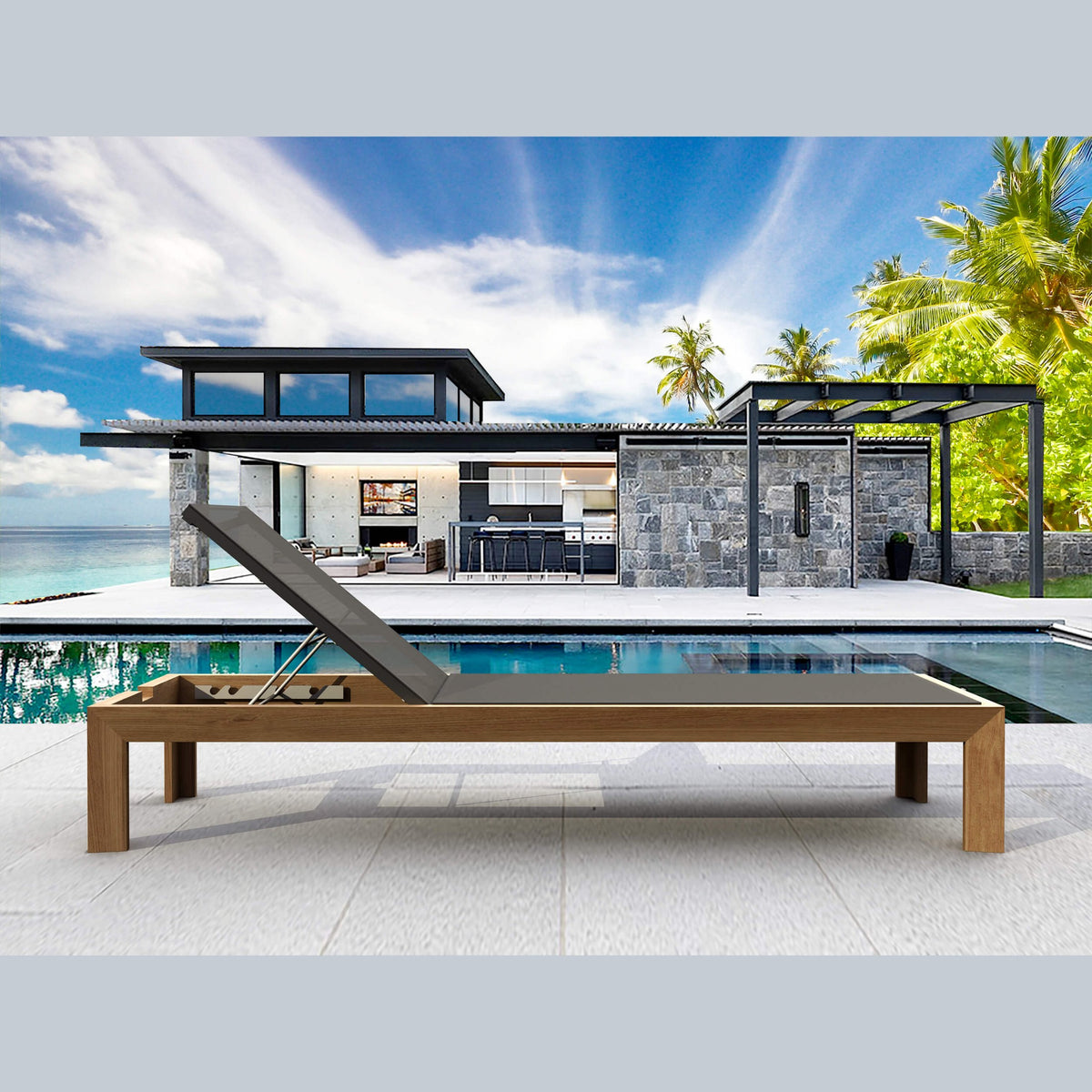 Smyrna Teak & Batyline Sun Lounger | BetterPatio // BetterPatio.com