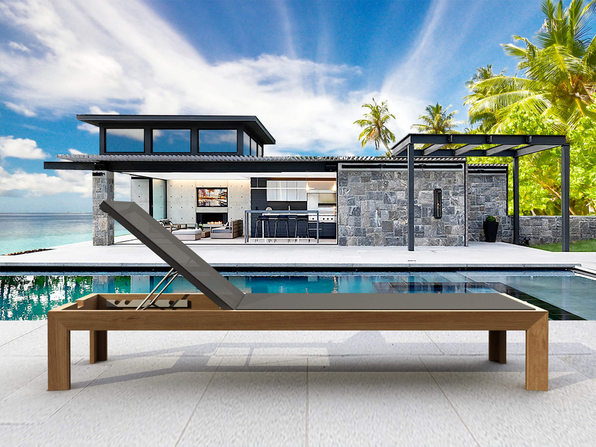 Smyrna Teak & Batyline Sun Lounger | BetterPatio // BetterPatio.com