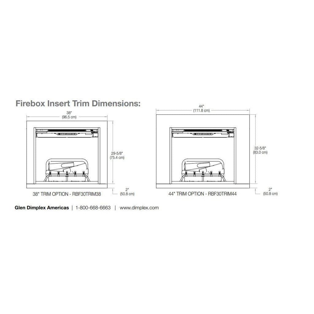 Dimplex Revillusion 38 inch trim installation specifications diagram